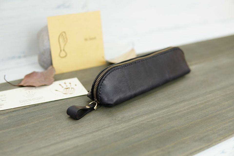 黑色 手工皮革筆袋｜M.seed