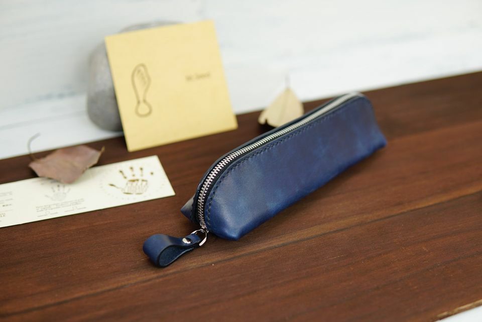 深海藍 手工皮革筆袋｜M.seed