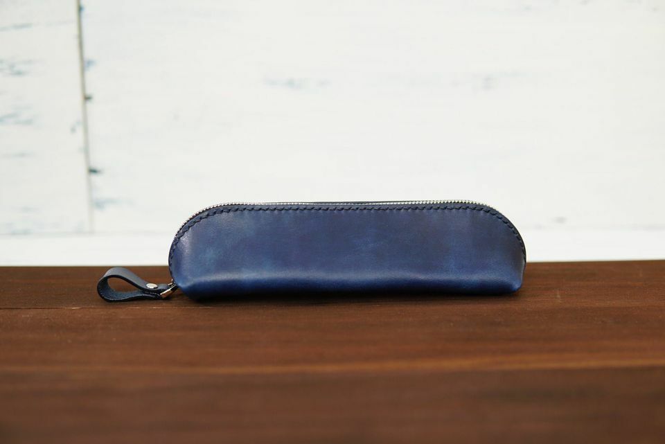 深海藍 手工皮革筆袋｜M.seed