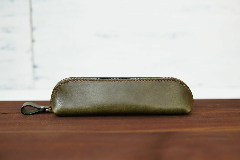 橄欖綠 手工皮革筆袋｜M.seed