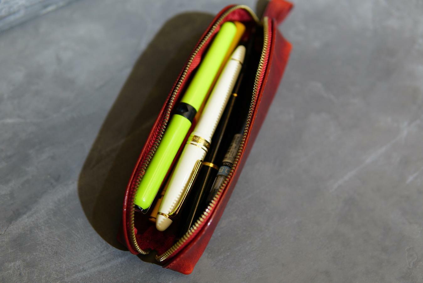 紅 手工皮革筆袋｜M.seed