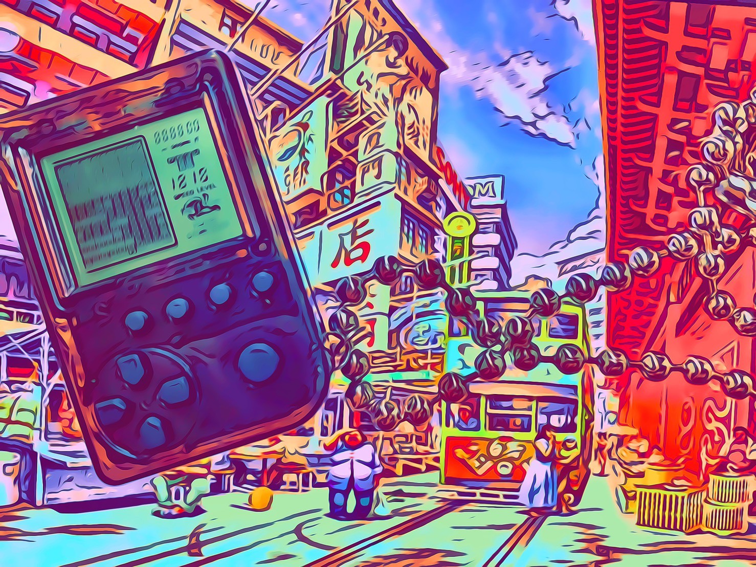 【ACTI001】迷你復古遊戲機造型圓珠項鍊(可玩)