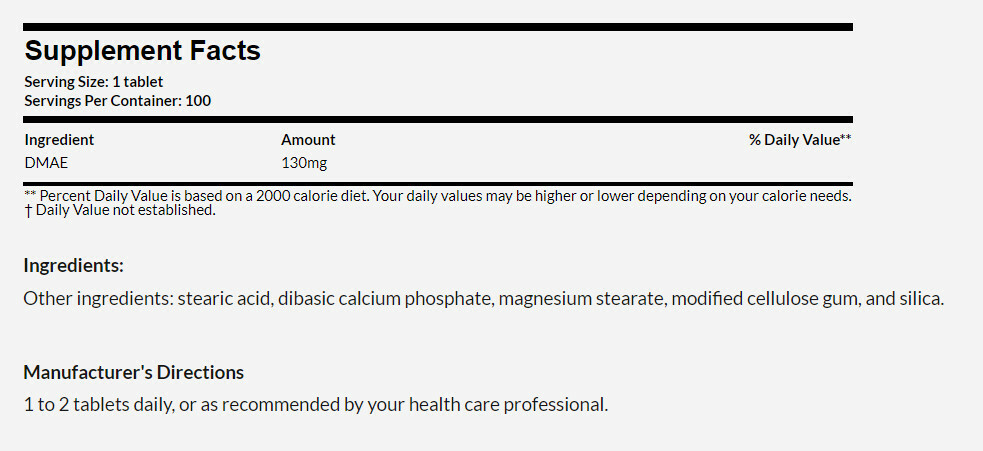 [預購] DMAE 乙醯膽鹼前驅物 351毫克 100片 Source Naturals DMAE