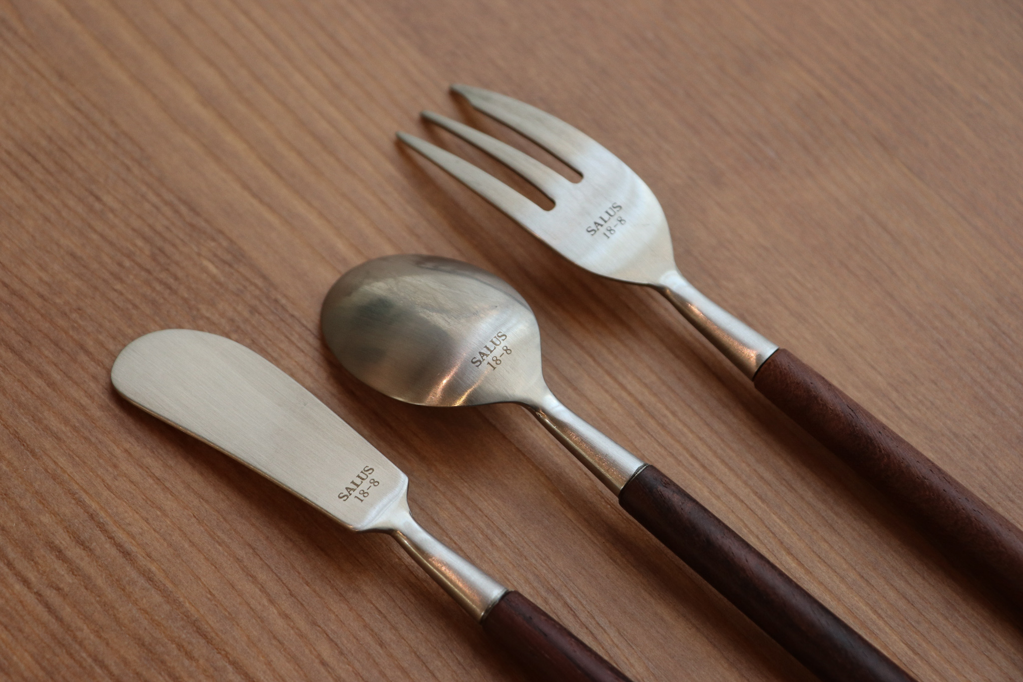 日本 SALUS 紅木 不鏽鋼 甜點叉匙 抹刀