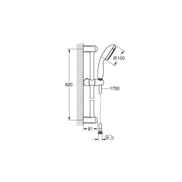 GROHE｜NEW TEMPESTA 100 淋浴滑桿組 (鉻色) 27853001