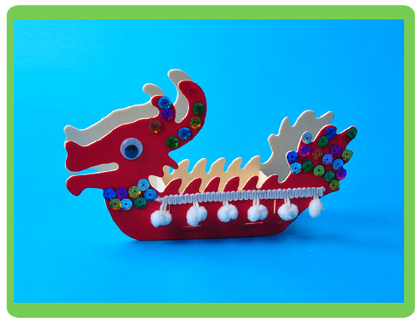 木質彩繪上色木龍舟材料包 M2083