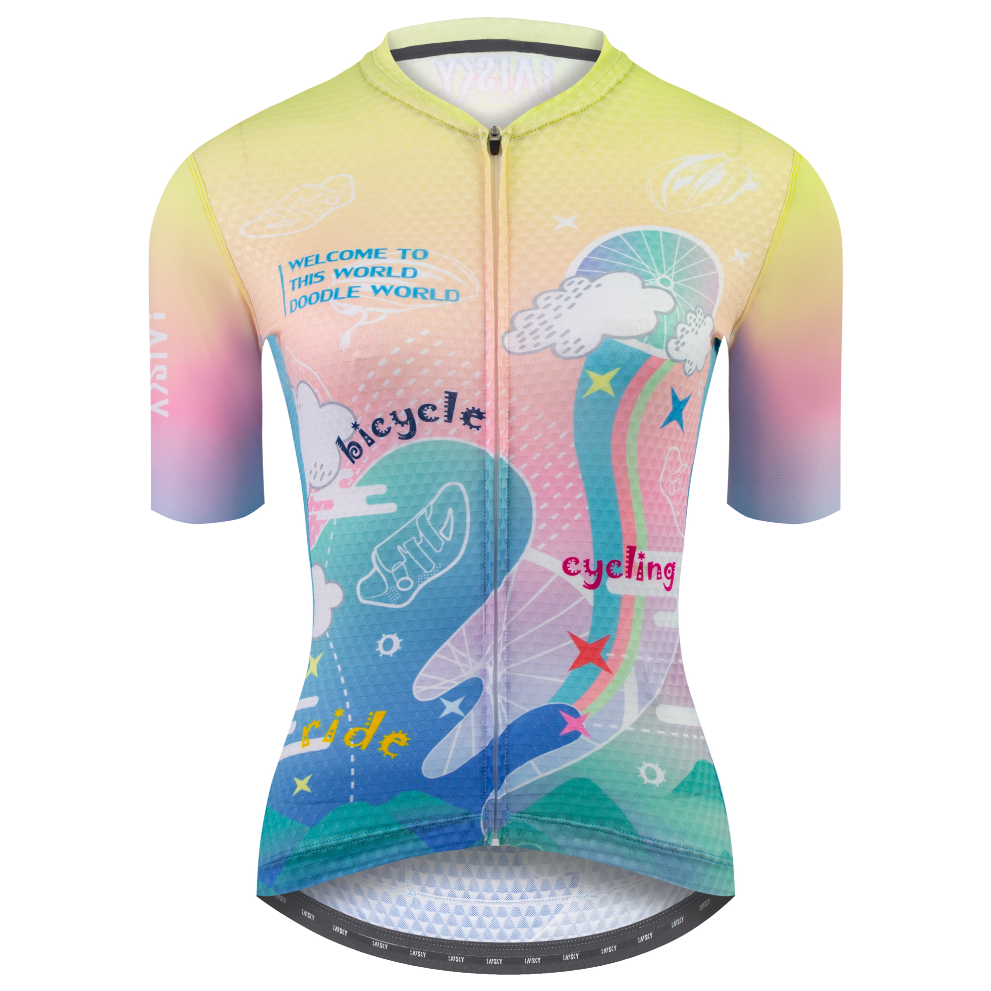 女款空力短車衣 塗鴉世界 藍