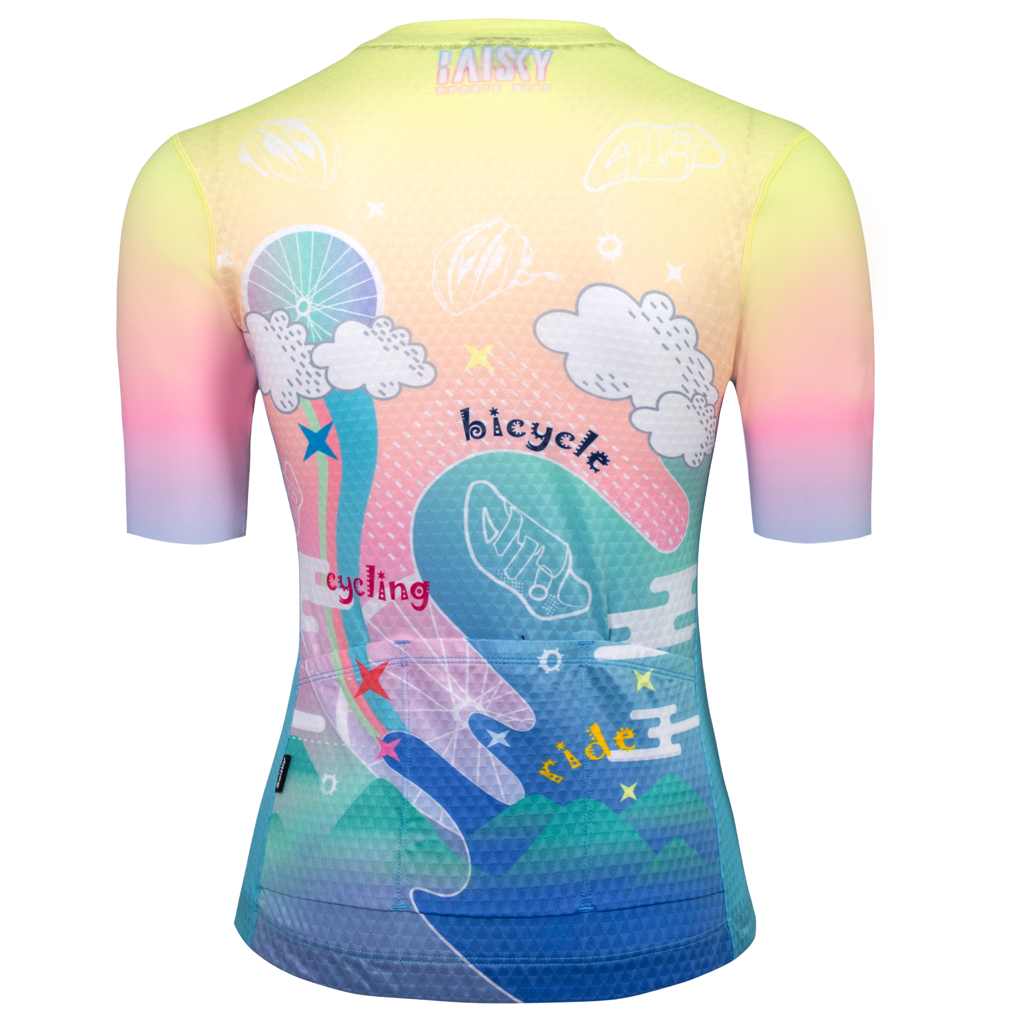 女款空力短車衣 塗鴉世界 藍