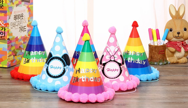 七彩毛毛球生日帽 CL-0302