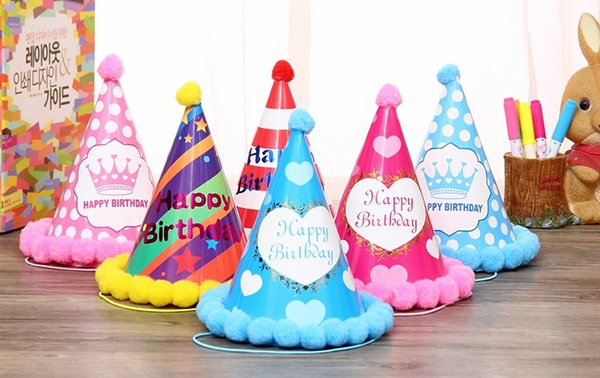七彩毛毛球生日帽 CL-0302
