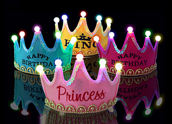 現貨區 皇冠LED七彩閃光生日帽 5136