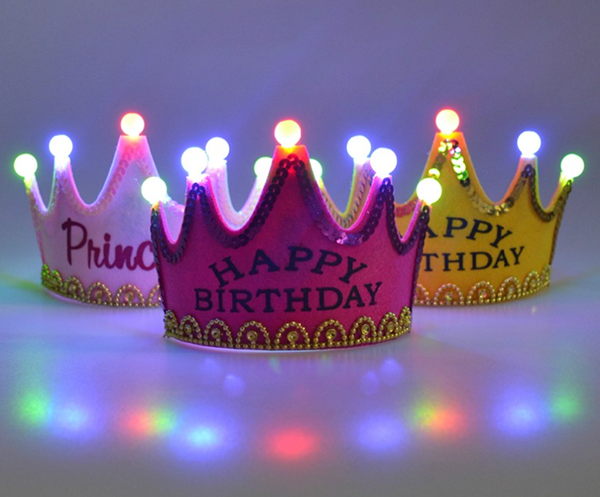 皇冠LED七彩閃光生日帽 5136