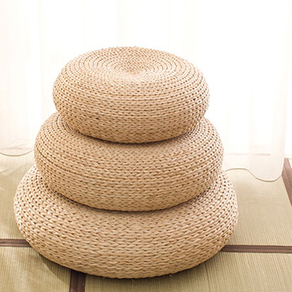 圓弧草編蒲團坐墊