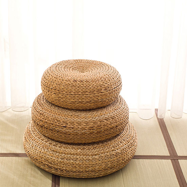 圓弧草編蒲團坐墊