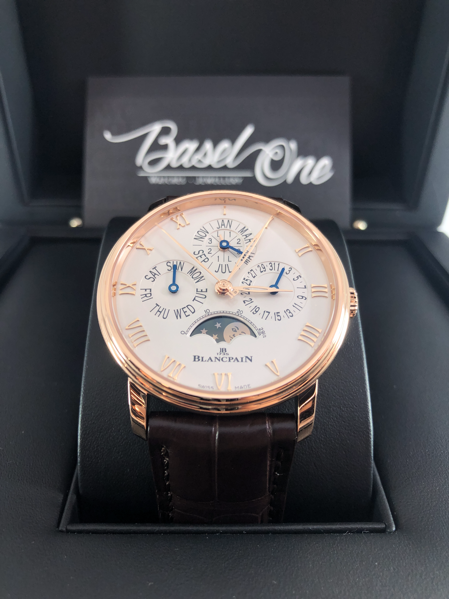 BRAND NEW BLANCPAIN 6656-3642-55B WHITE DIAL VILLERET ROSE GOLD 40 MM