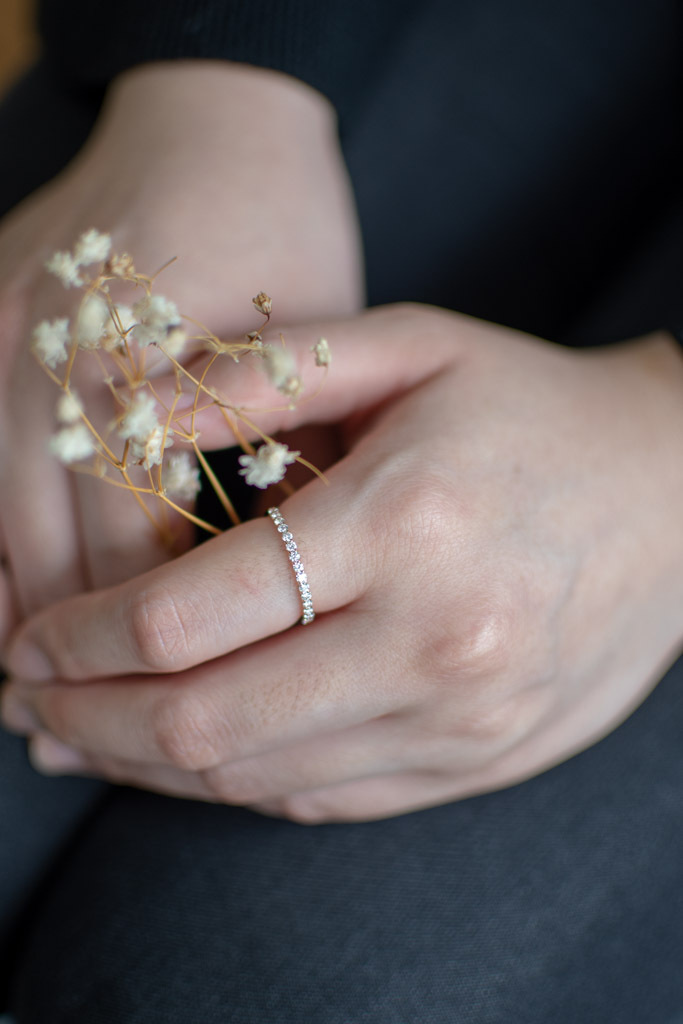 18K 1.6mm Half Eternity Diamond Ring