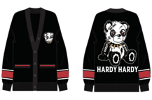 [H] HARDY HARDY Panda Red Block Sleeve Women's Cardigan-Black (H263)