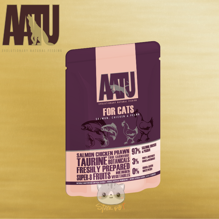 AATU Cat Wet Food - Salmon, Chicken & Prawn 85g x 10