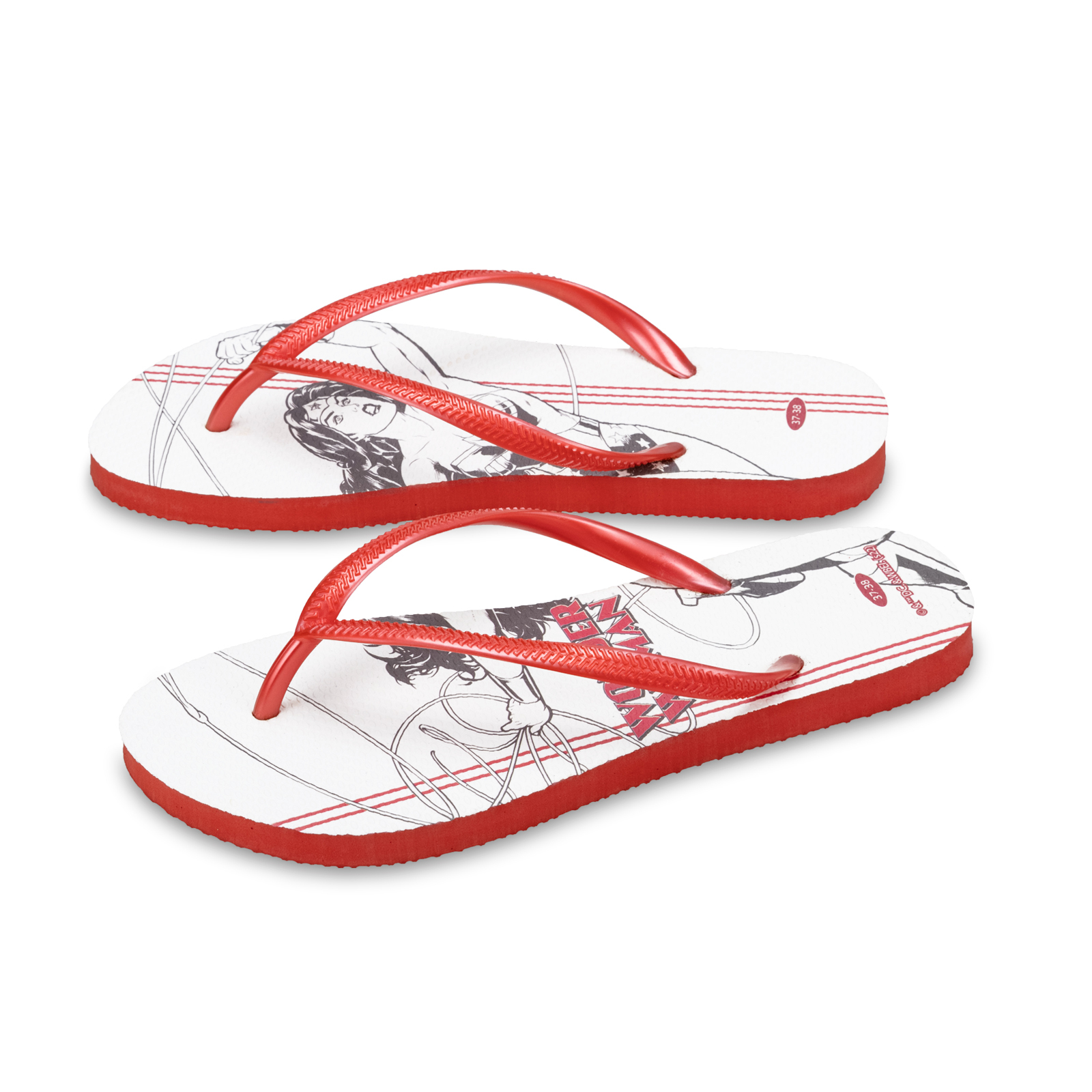 線條款 神力女超人 DC正義聯盟 女款細帶人字夾腳拖鞋 玫瑰紅