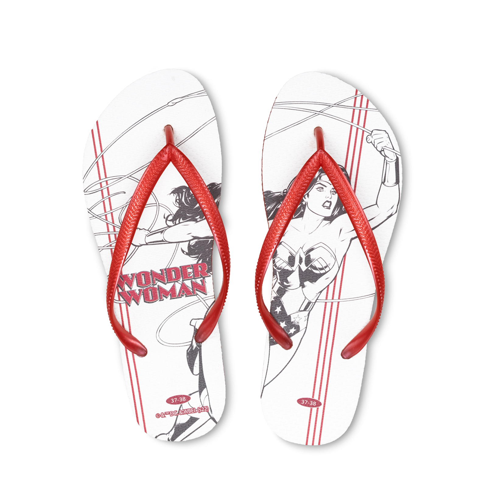 線條款 神力女超人 DC正義聯盟 女款細帶人字夾腳拖鞋 玫瑰紅
