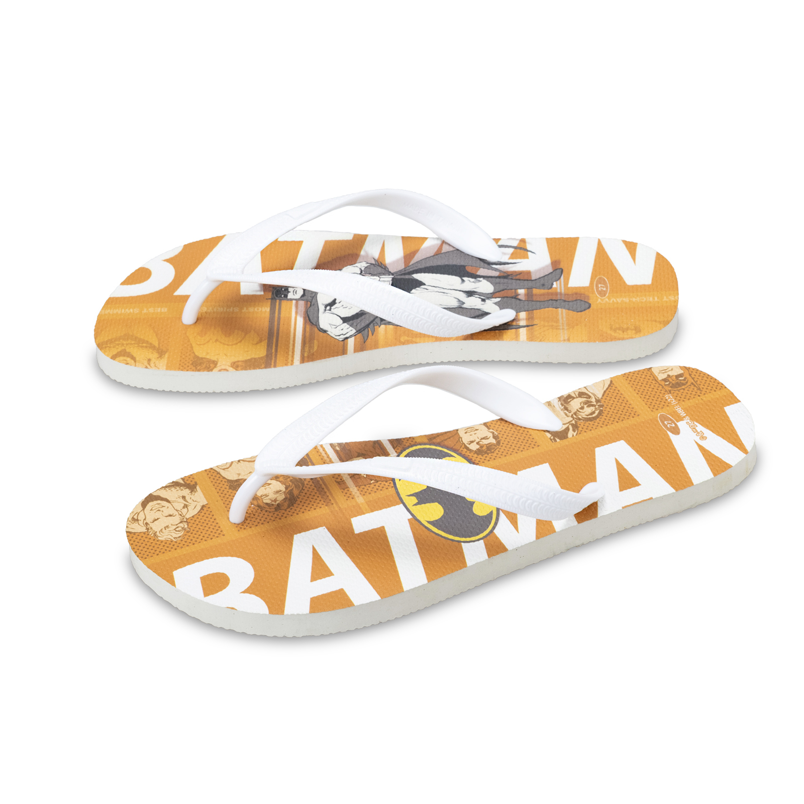 大字款 蝙蝠俠 DC正義聯盟 男款粗帶人字夾腳拖鞋 牛奶白