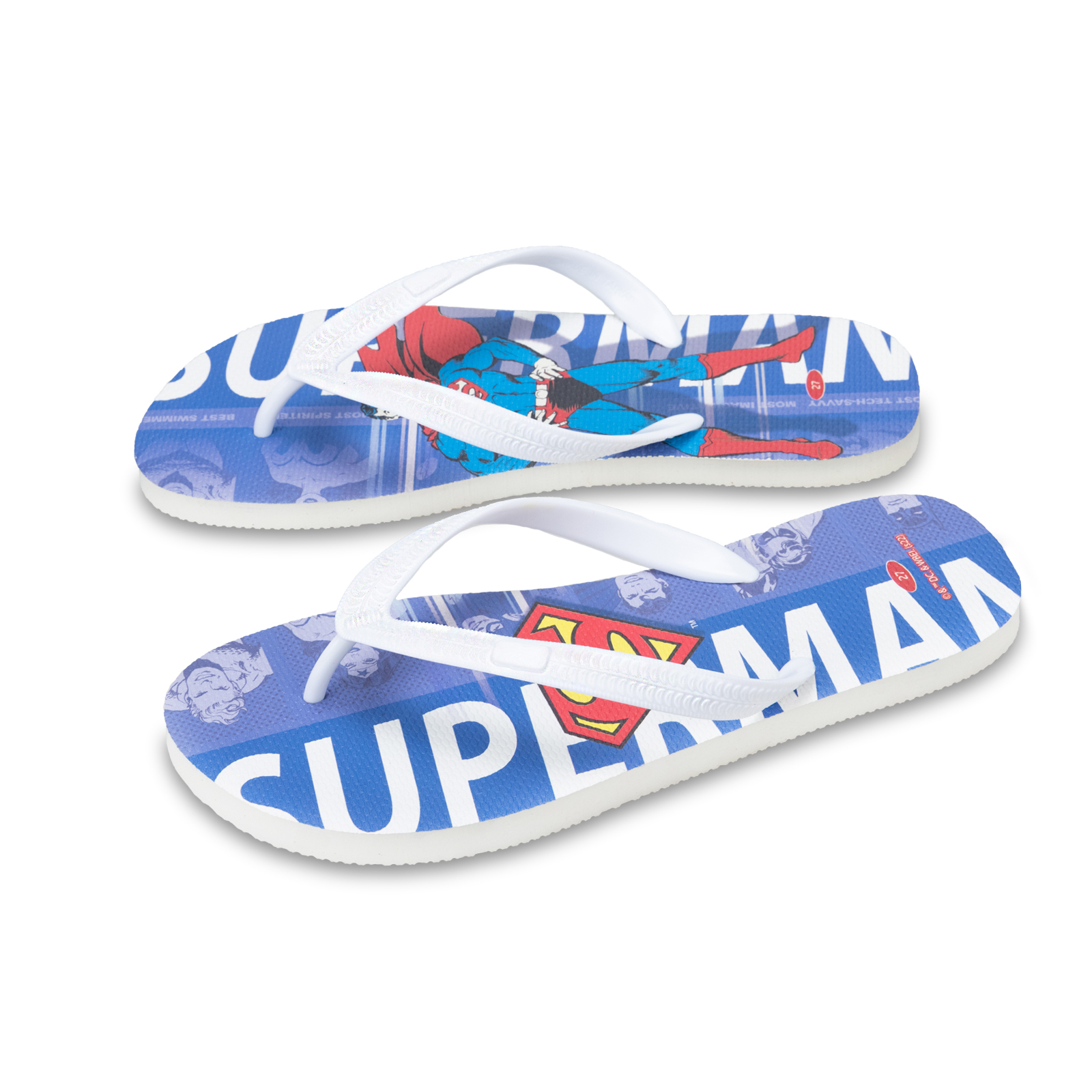 大字款 超人 DC正義聯盟 男款粗帶人字夾腳拖鞋 牛奶白