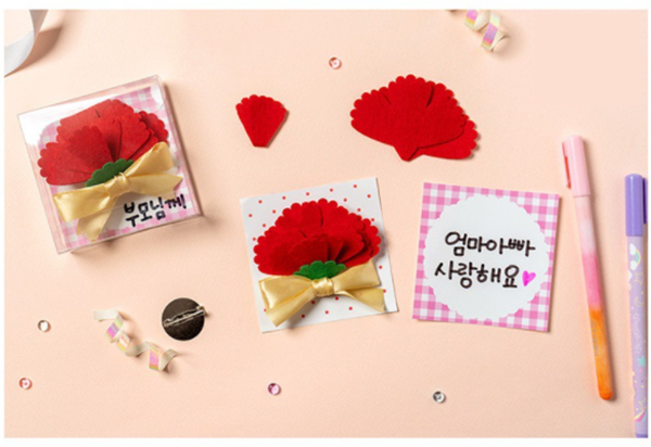 DIY康乃馨胸針賀卡材料包 A3018159