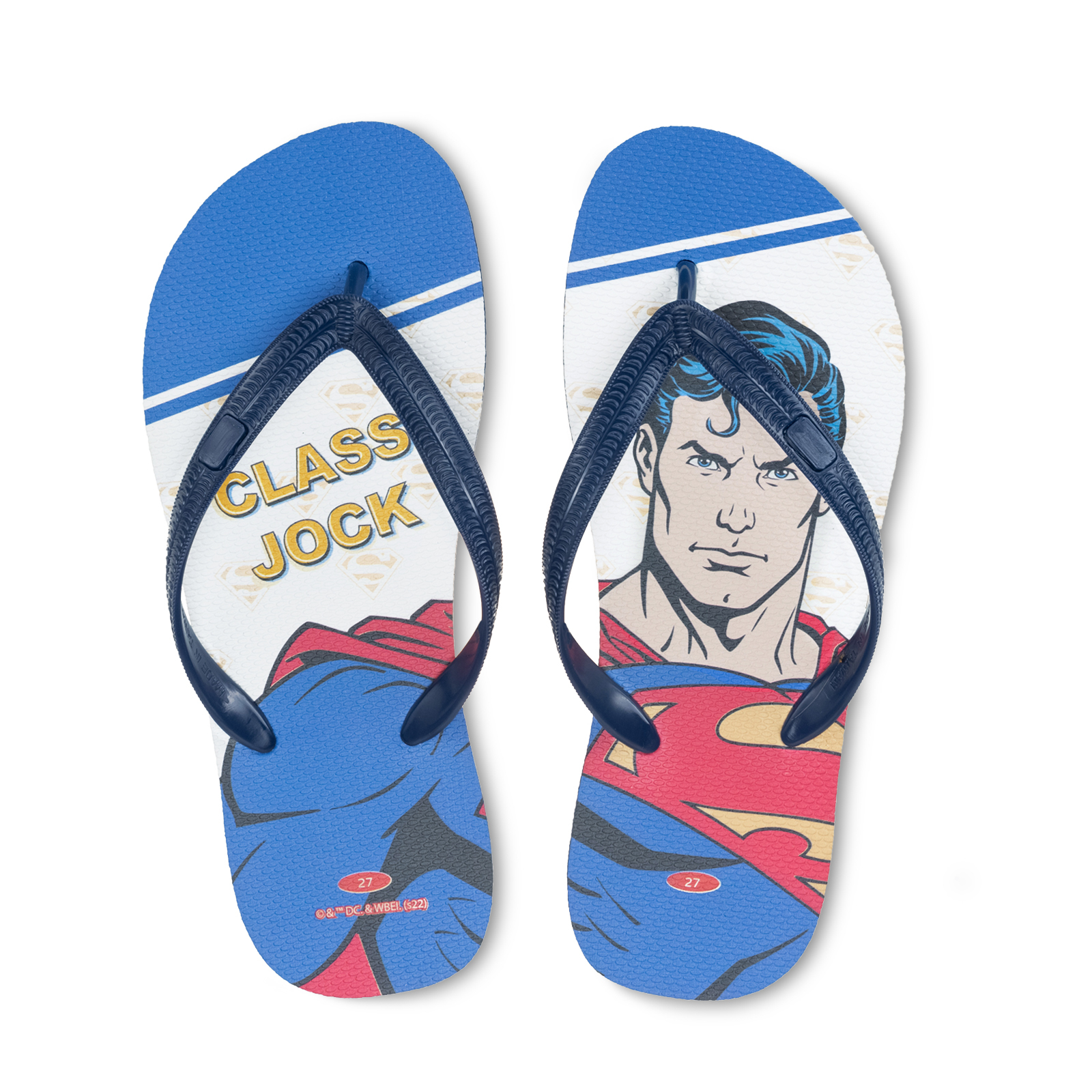 半身款 超人 DC正義聯盟 男款粗帶人字夾腳拖鞋 藏青藍