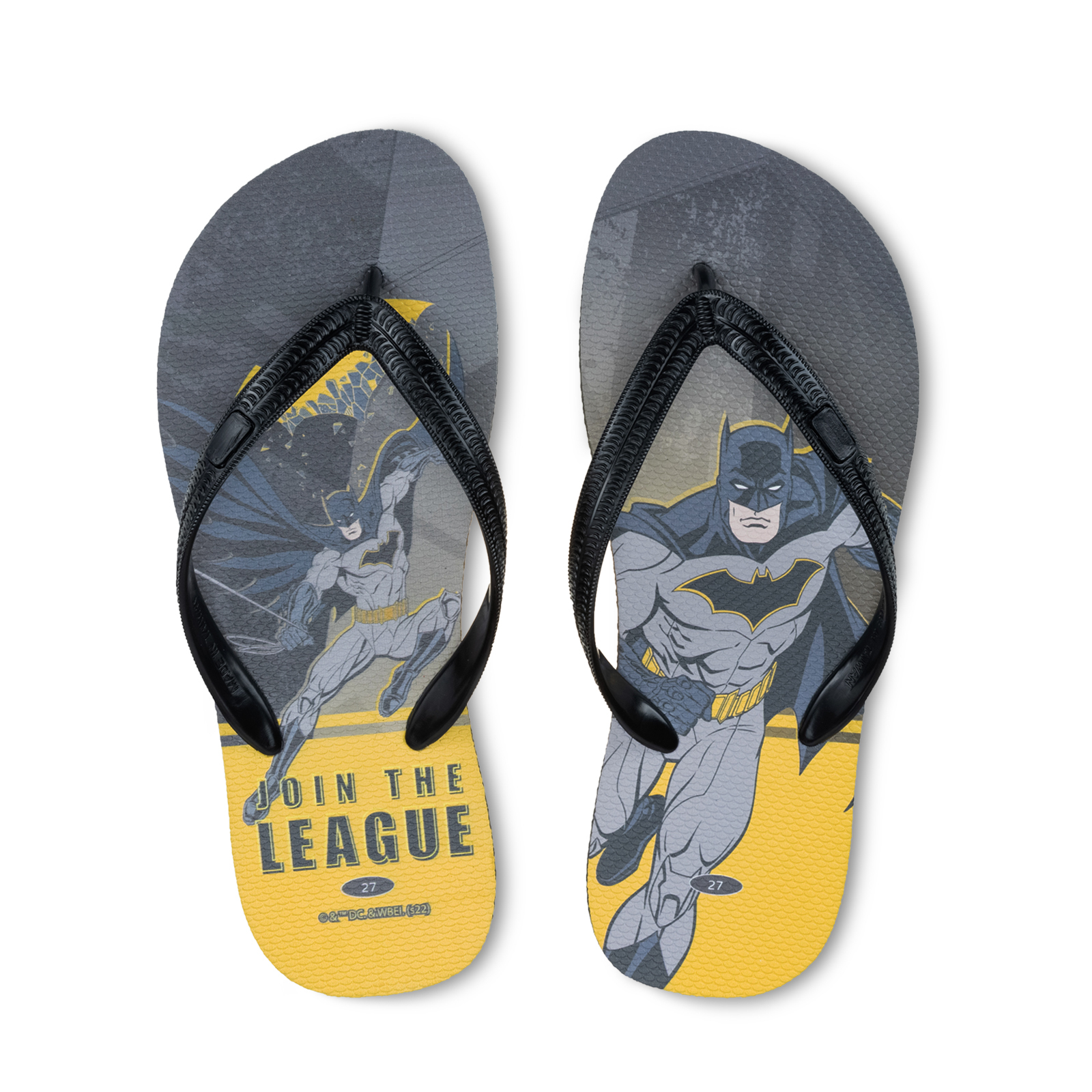 全身款 蝙蝠俠 DC正義聯盟 男款粗帶人字夾腳拖鞋 曜石黑