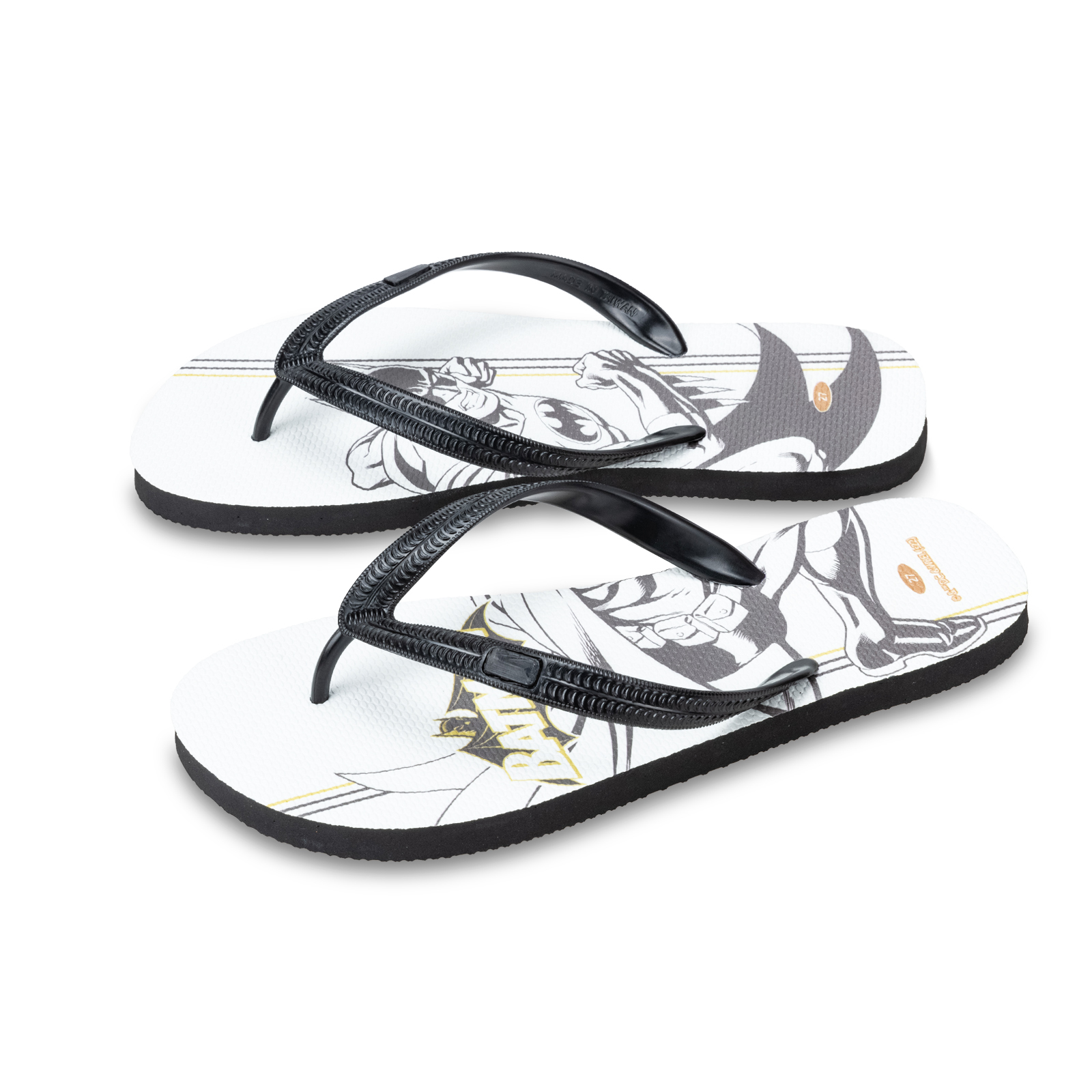 線條款 蝙蝠俠 DC正義聯盟 男款粗帶人字夾腳拖鞋 曜石黑