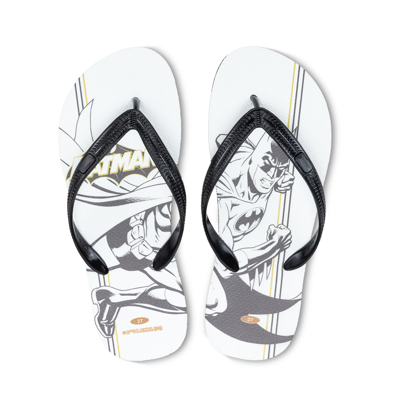 線條款 蝙蝠俠 DC正義聯盟 男款粗帶人字夾腳拖鞋 曜石黑