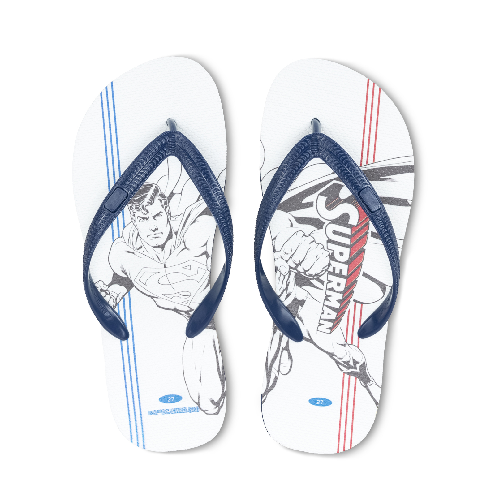 線條款 超人 DC正義聯盟 男款粗帶人字夾腳拖鞋 藏青藍