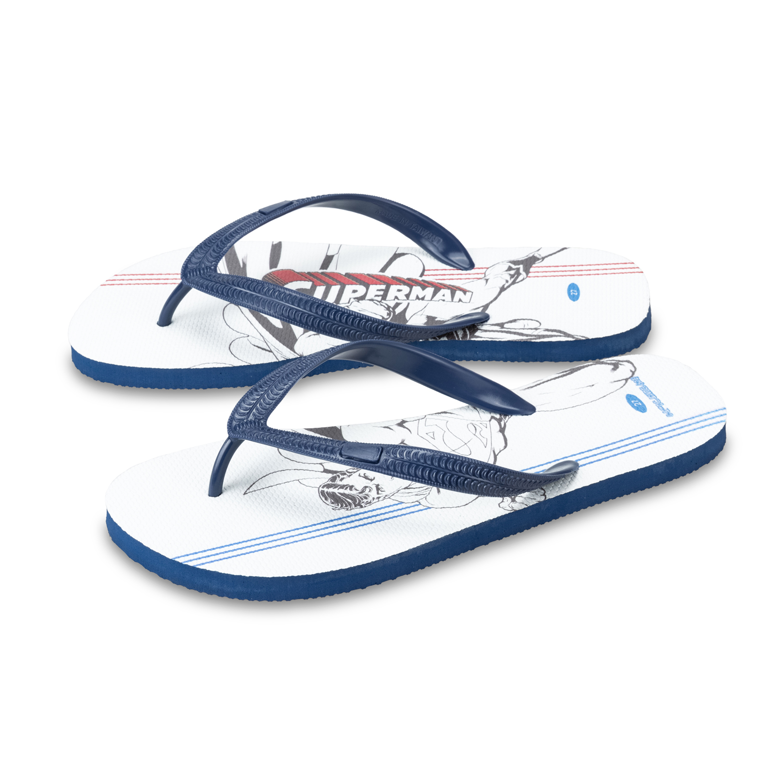 線條款 超人 DC正義聯盟 男款粗帶人字夾腳拖鞋 藏青藍