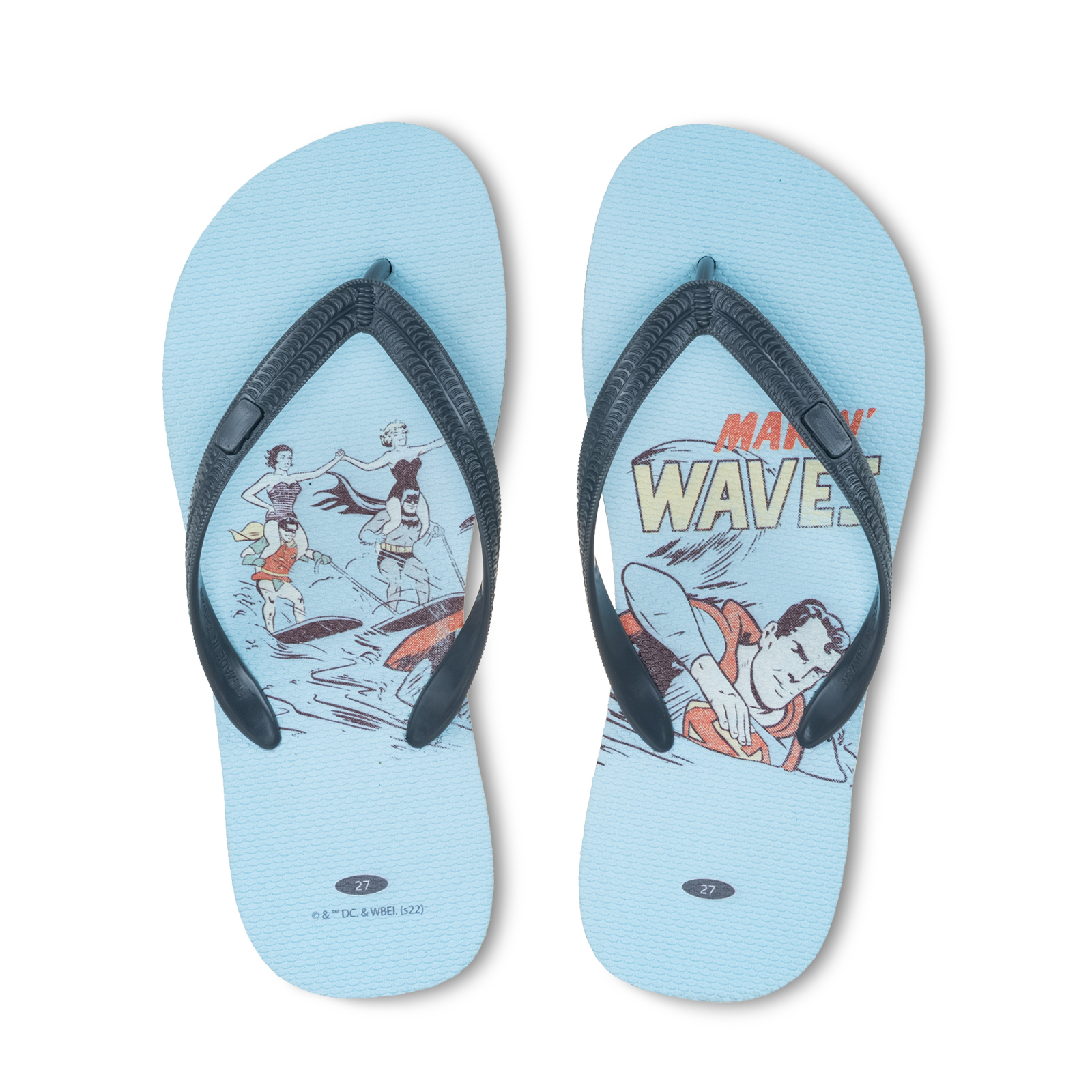 滑水款 DC正義聯盟 男款粗帶人字夾腳拖鞋 銀河灰