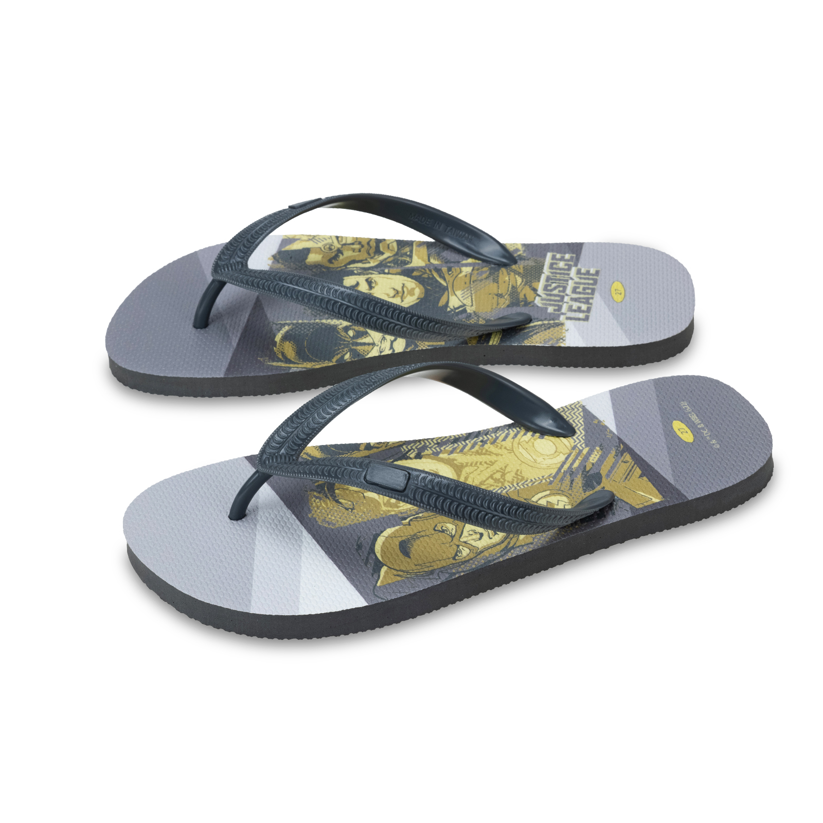 灰黃款 DC正義聯盟 男款粗帶人字夾腳拖鞋 銀河灰
