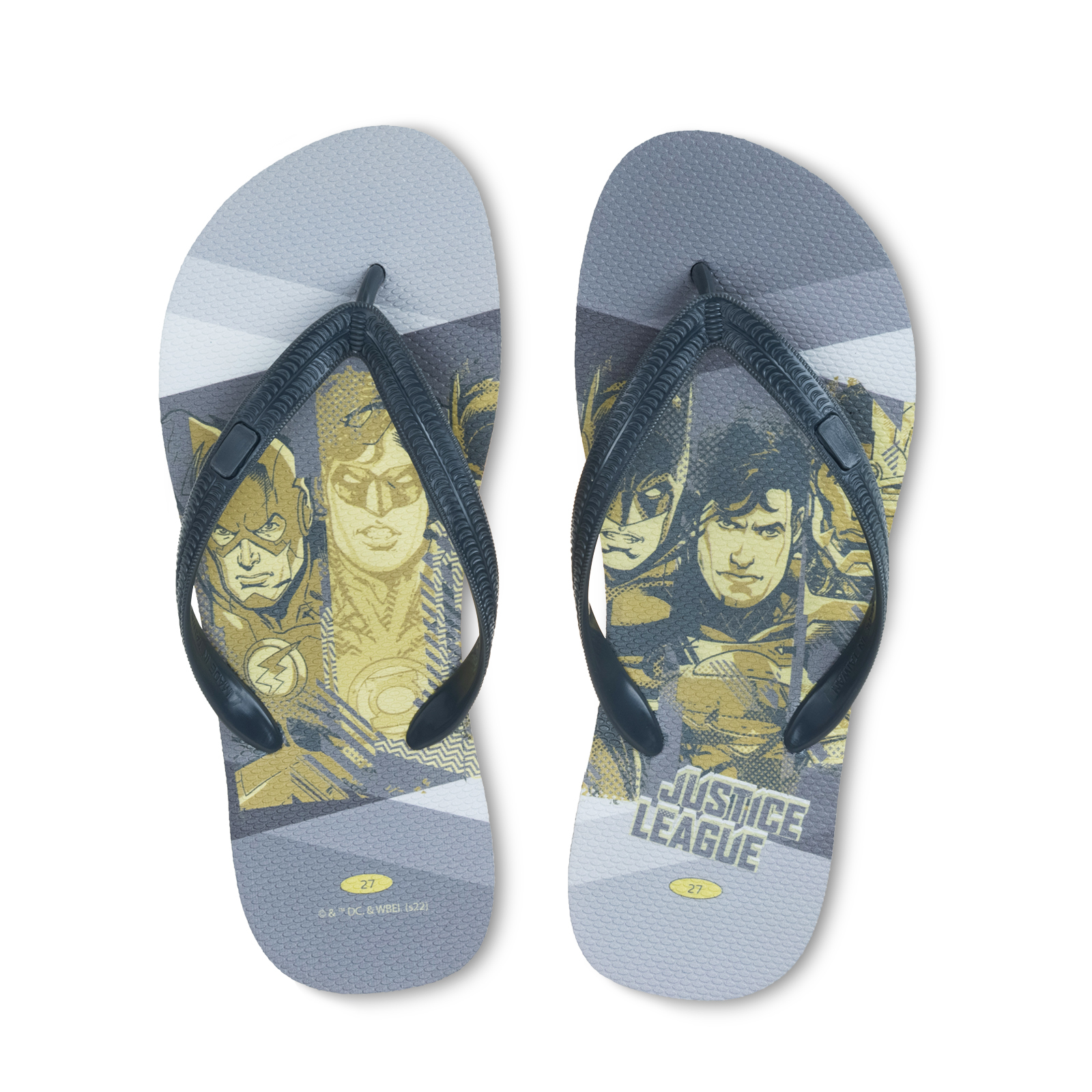 灰黃款 DC正義聯盟 男款粗帶人字夾腳拖鞋 銀河灰