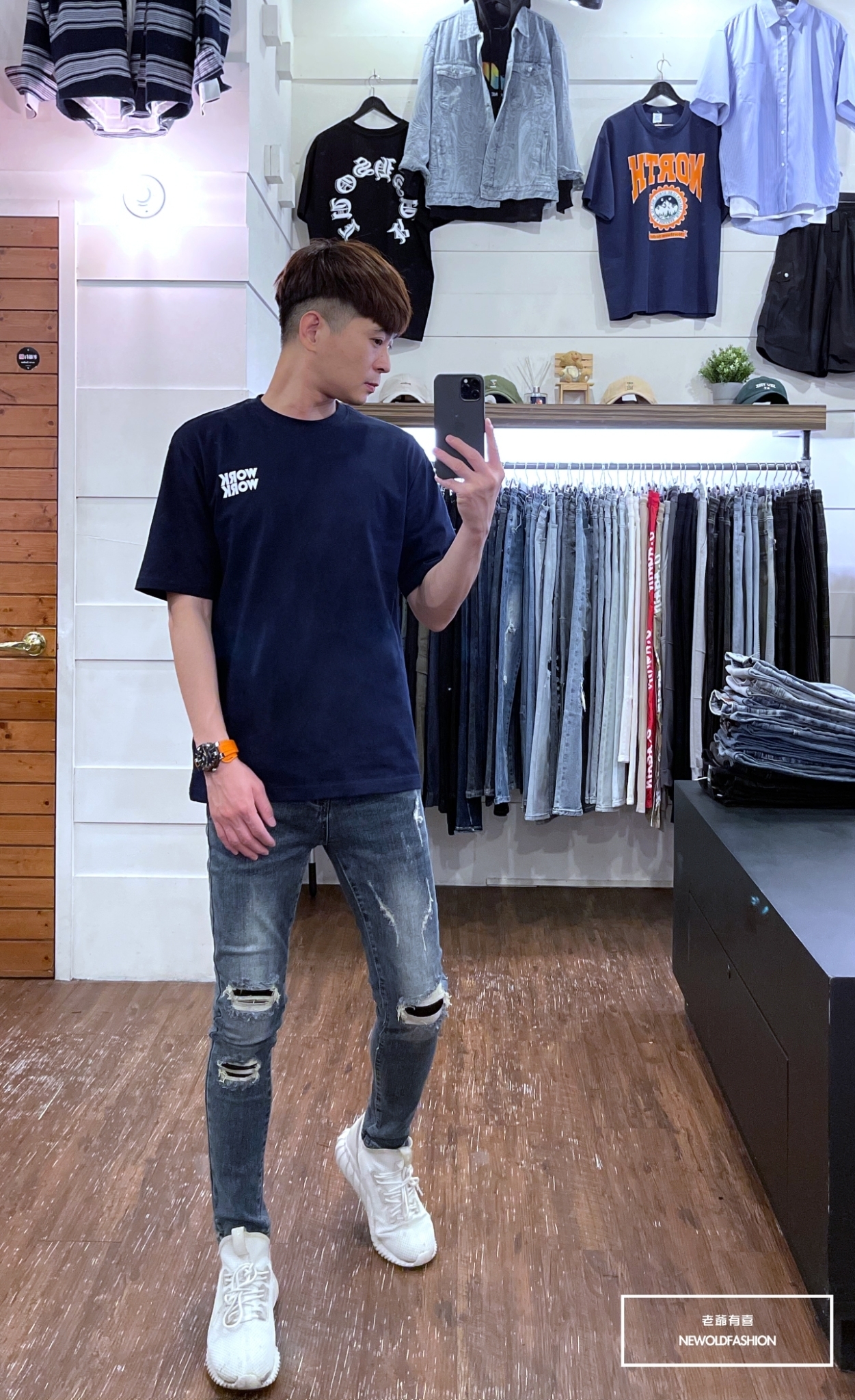 『新品上市』重磅深灰藍補丁小直筒褲(NOF22031351)