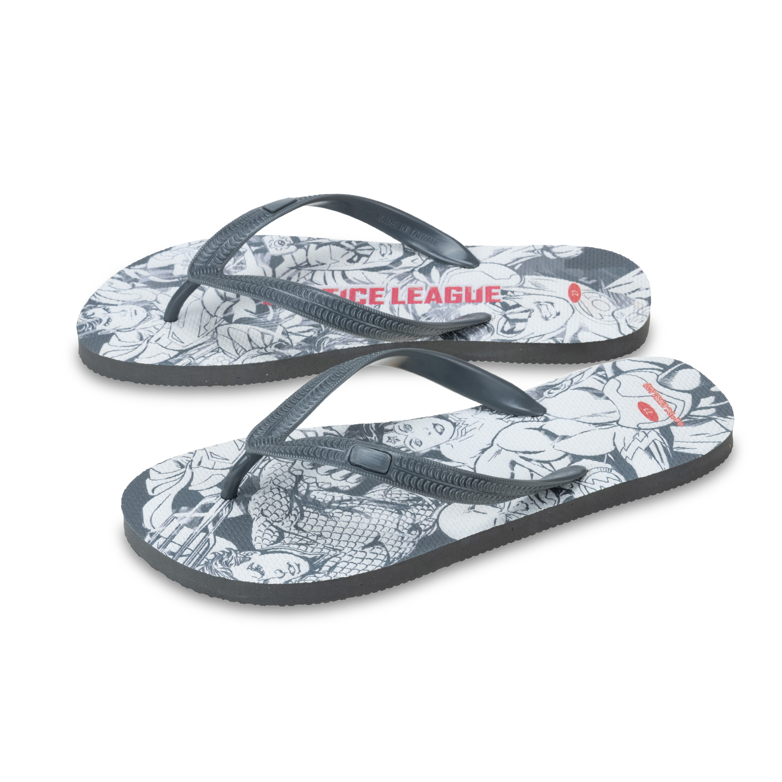 灰白紅款 DC正義聯盟 男款粗帶人字夾腳拖鞋 銀河灰