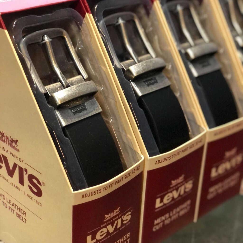 LEVI'S 真皮皮帶 素面 黑色 方型皮帶頭 現貨