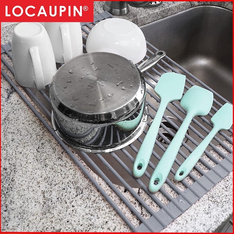 Locaupin Kitchen Large Roll Up Dish Drying Rack Heavy Duty Silicone