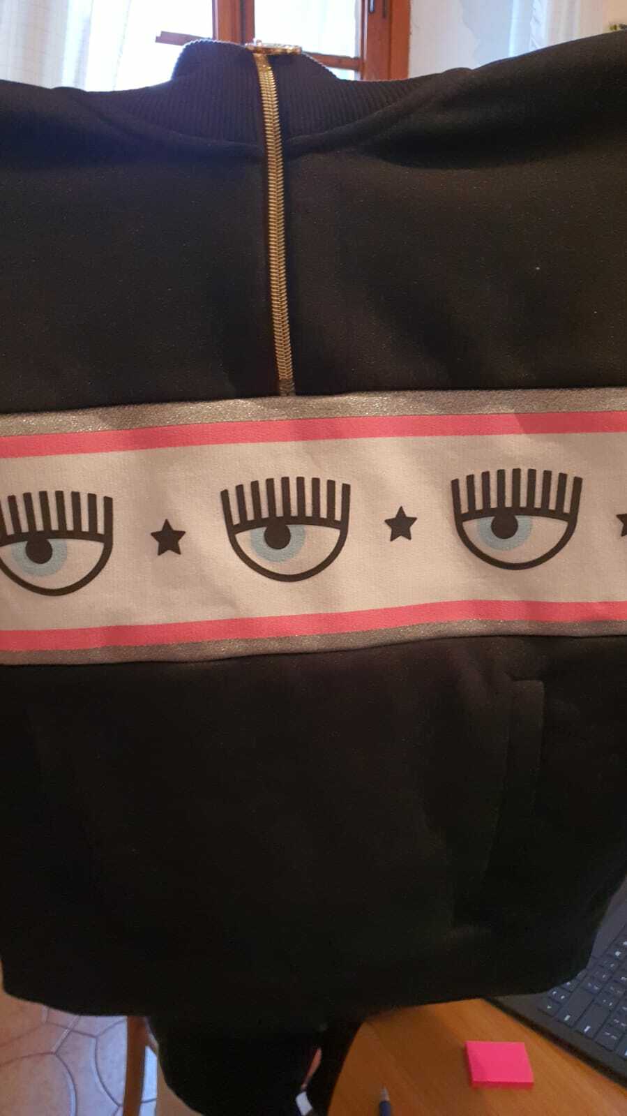 [E] CHIARA FERRAGNI BLACK MAXI LOGOMANIA BRUSHED FLEECE, 2171CP000539 (ECF11)