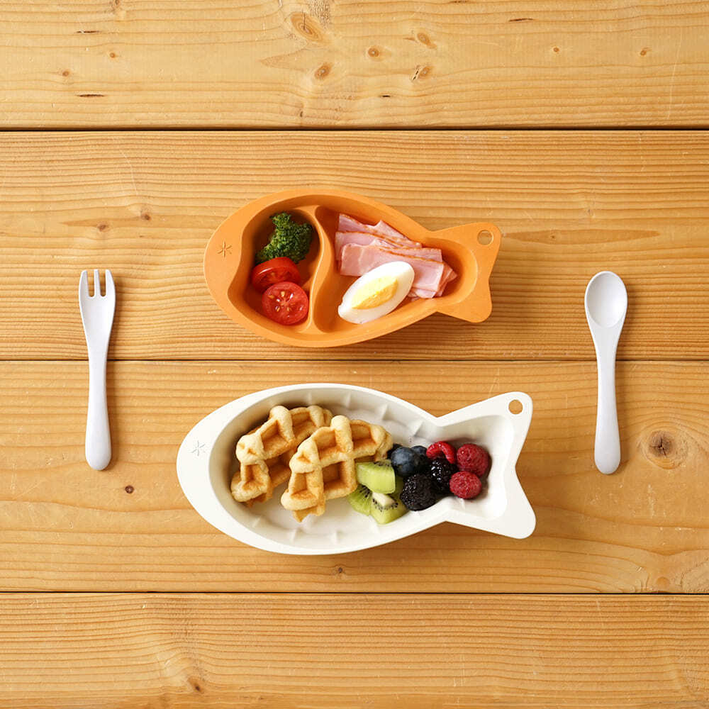 BOBO mamamanma & go Meal set Light khaki 魚形餐具組合連口水肩 淺綠色