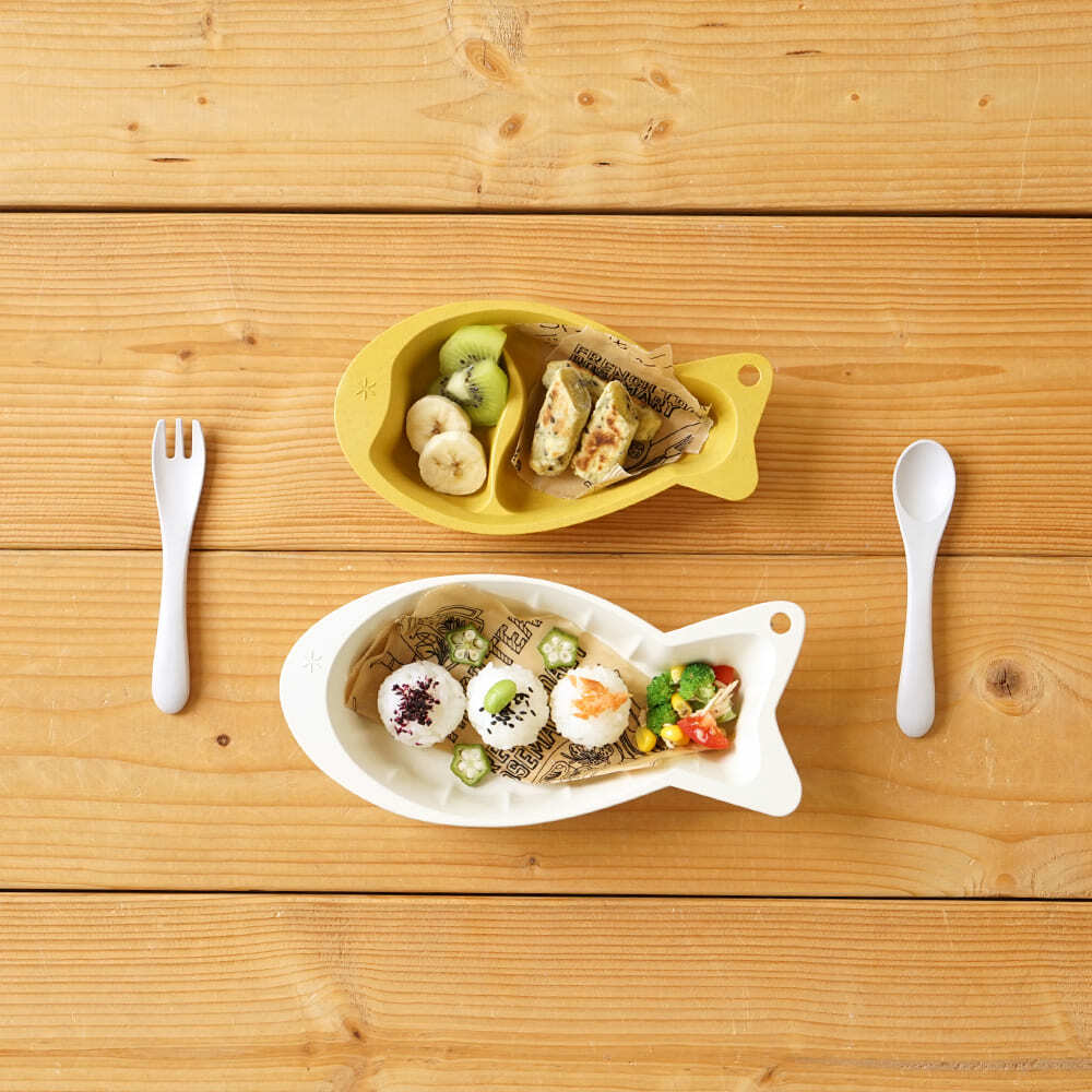 BOBO mamamanma & go Meal set Terracotta 魚形餐具組合連口水肩磚紅色