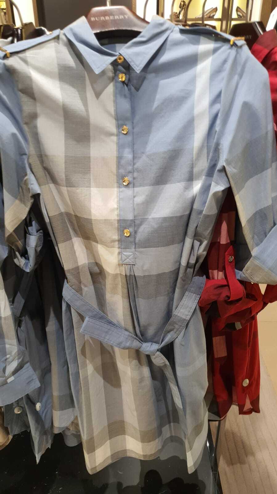 [E] BURBERRY SHIRT DRESS,CANVAS BLUE IP 11307, 80277091004 (EB62)