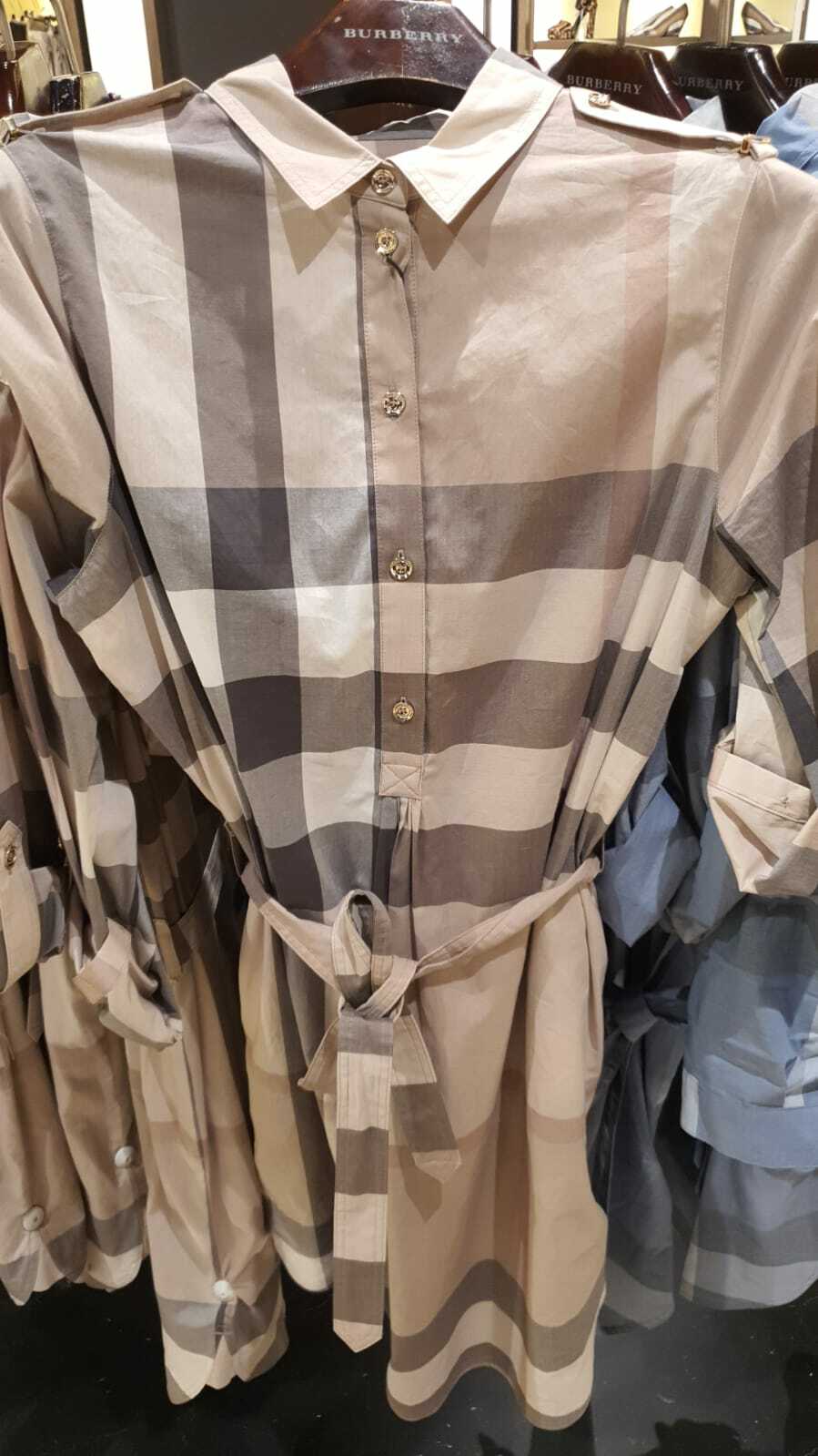 [E] BURBERRY SHIRT DRESS,PALE STONE IP 1130702, 80277071004 (EB63)