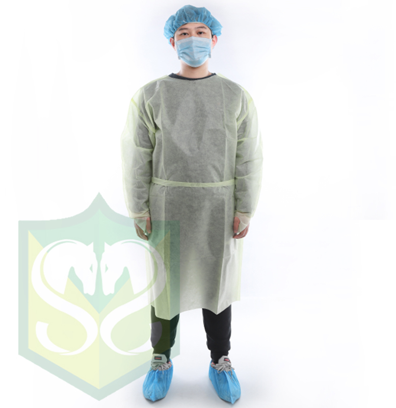 綁帶款一級隔離衣 (黃色)