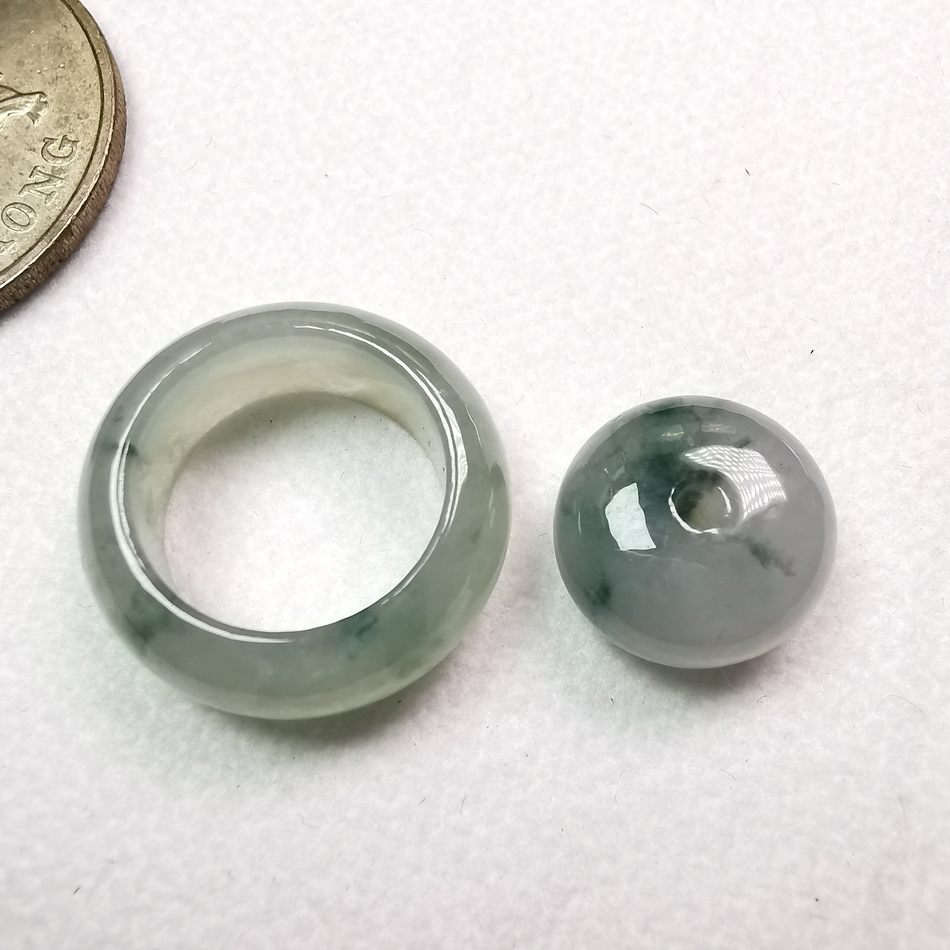 冰飄花甜甜圈吊墜 (18.4mm外圍直徑), 天然翡翠A玉, 緬甸玉, Jade, Jadeite