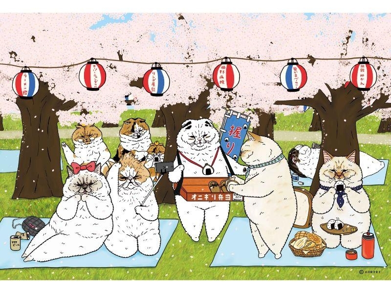 【PUZZLE STORY】不思議的貓世界 春日賞櫻  300片拼圖