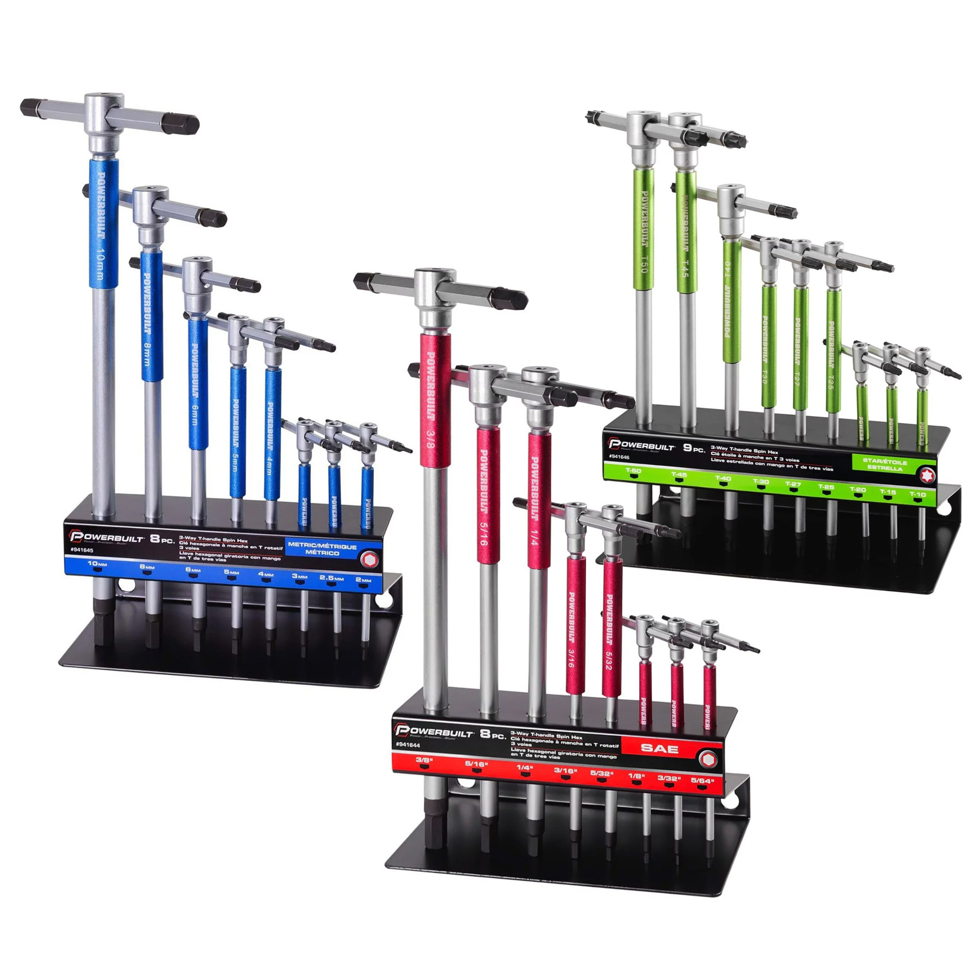 Powerbuilt 三向T型公制、英制、星型板手組
