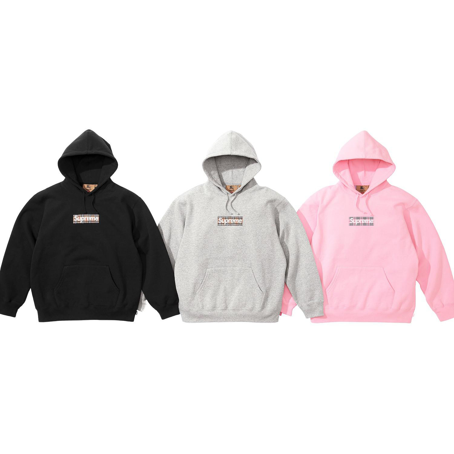 SUPREME BURBERRY® BOX LOGO HOODED SWEATSHIRT 黑